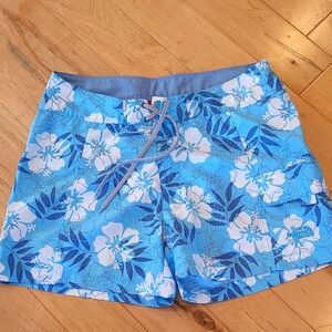Blue Floral Women's Swim Shorts